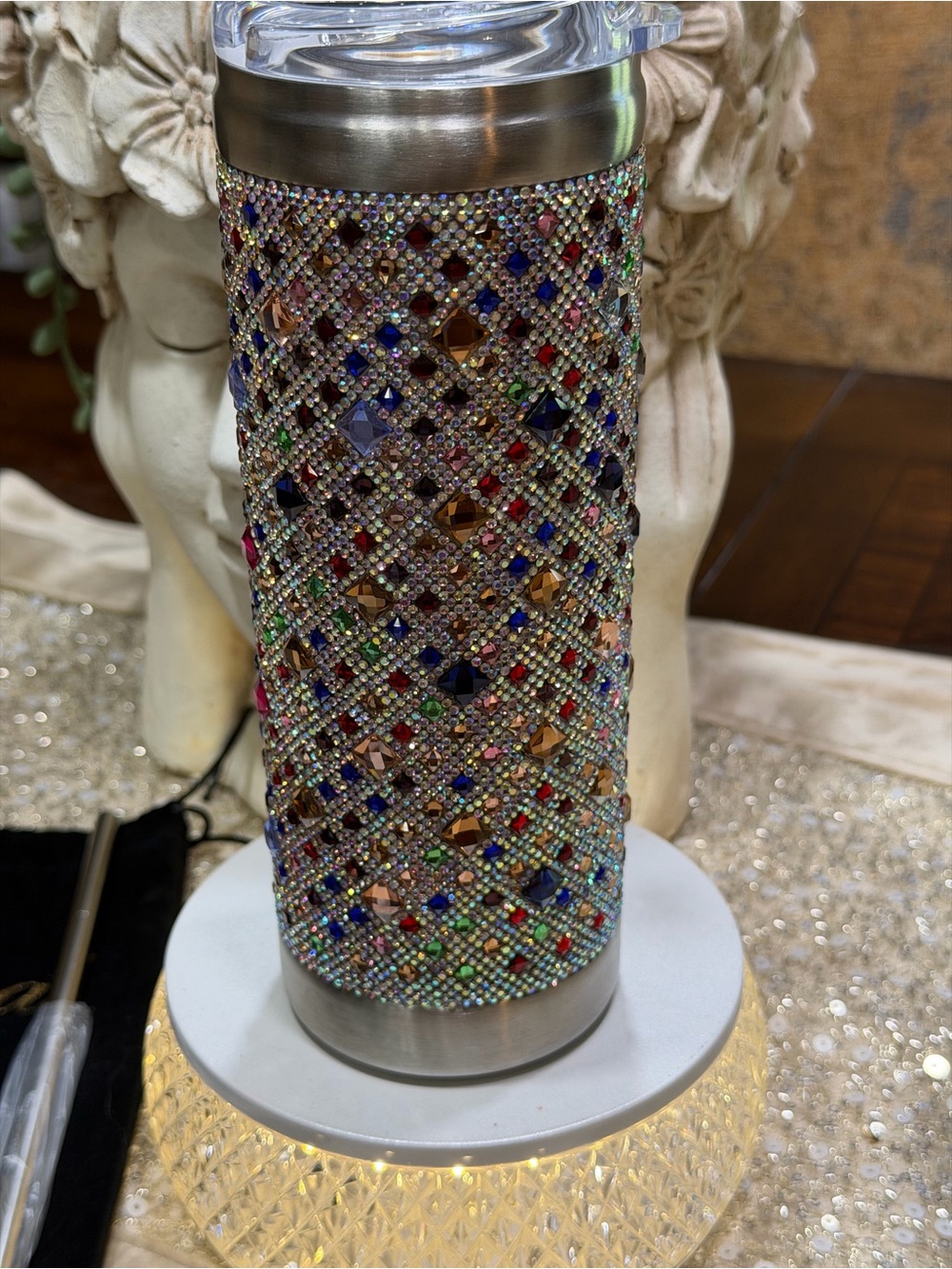 Multicolor Crystal-Encrusted Stainless Tumbler by jacqueline Kent